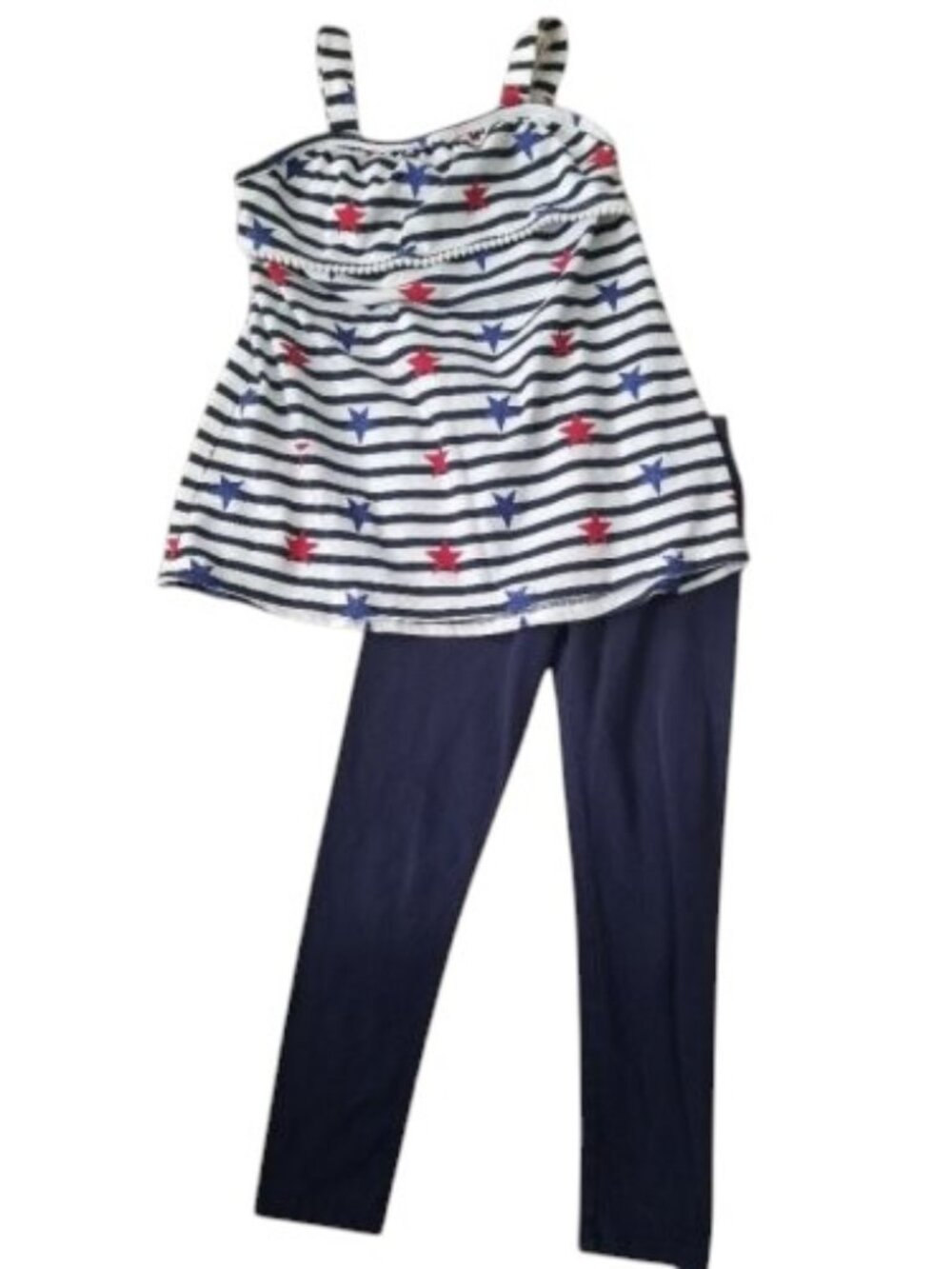JUMPING BEANS Navy and White Stars Stripes Pant Set Girls Size 5-6